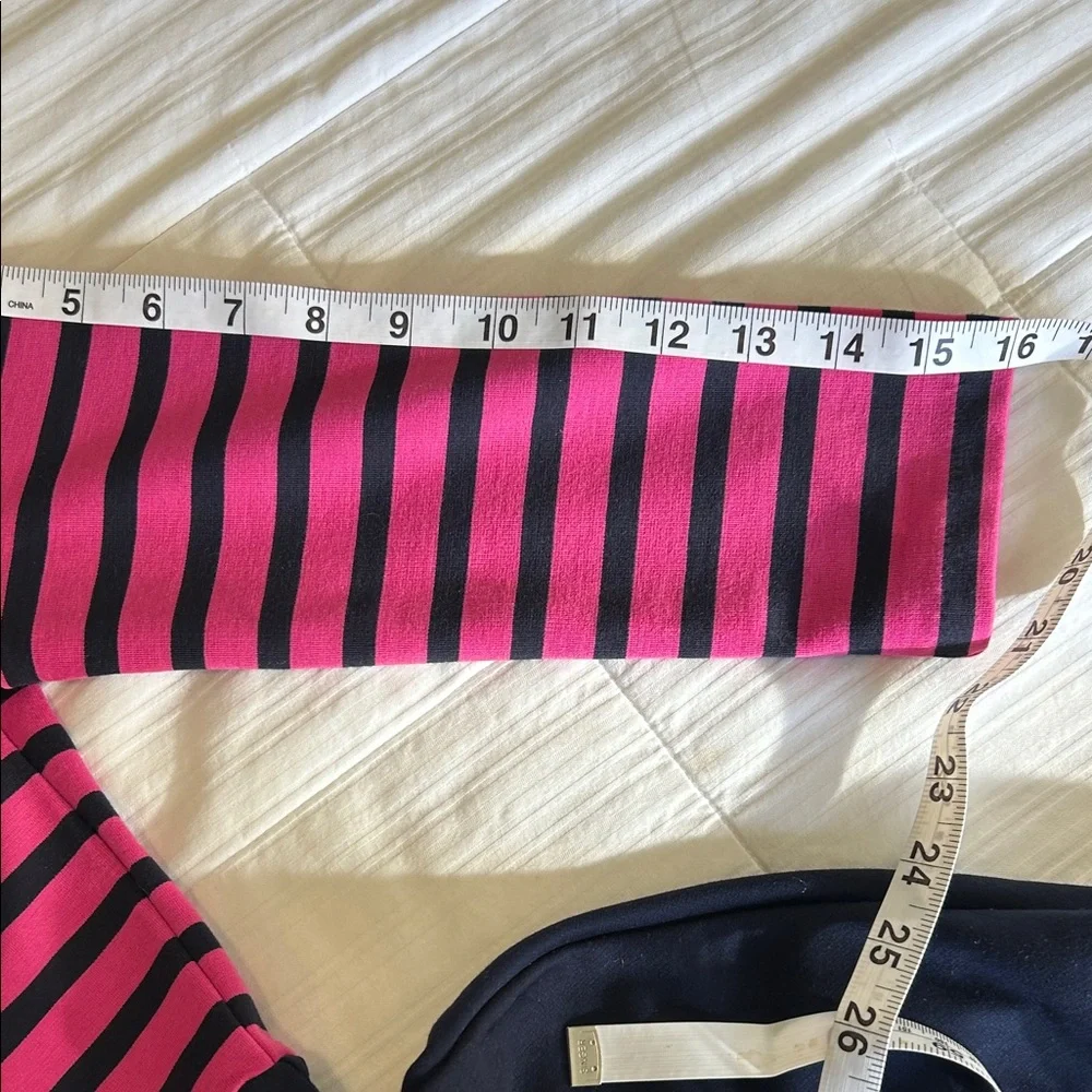 Polo Ralph Lauren Girls Preppy Fuchsia and Navy Striped Ponte Dress Size XL(16)